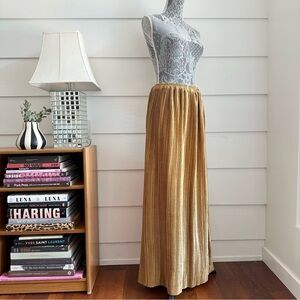 Vintage Jeanne Marc Pleated Maxi Skirt Gold 80s Skirt
